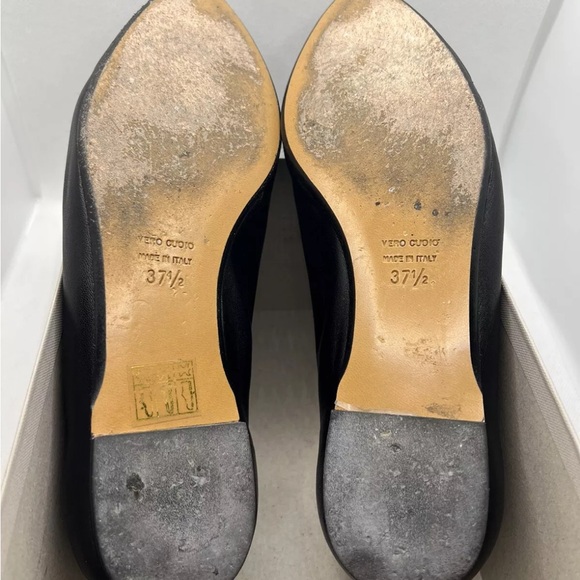 Gabriella Women’s Leather Black Fur Ball Fluffy Toe Pom Pom Bow Shoes Flats - Picture 9 of 10